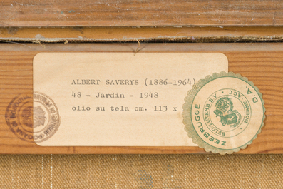 Albert Saverys (1886-1964): Sunlit garden with playing children, oil on canvas, (1948)