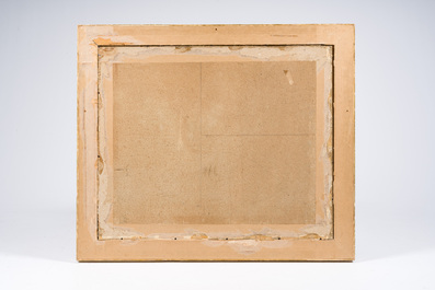 Lucien Frank (1857-1920): Walker in a landscape with a mill at the water's edge, oil on board