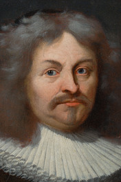 Illegibly signed, possibly School of Lille: Portrait of a nobleman with pocket watch, oil on canvas, 17th C.