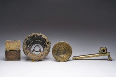 Four engraved brass Mamluk revival wares, Egypt or Syria, 19th C.