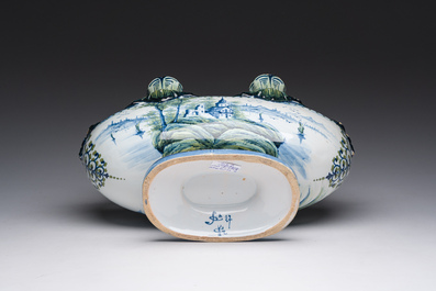 A polychrome French faience tulip vase, Saint-Cl&eacute;ment, 19th C.