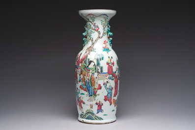 A Chinese famille rose 'qilin Song Zi and playing children' vase, 19th C.