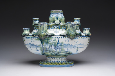 A polychrome French faience tulip vase, Saint-Cl&eacute;ment, 19th C.