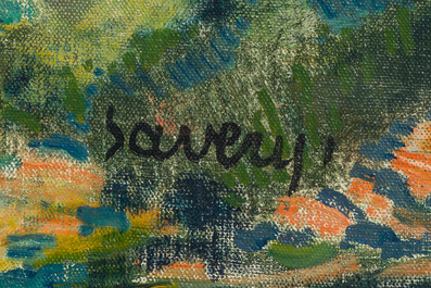 Albert Saverys (1886-1964): Sunlit garden with playing children, oil on canvas, (1948)