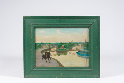 Charles Doudelet (1861-1938): Landscape in Holland (Veere), oil on panel, dated 1898