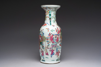 A Chinese famille rose 'qilin Song Zi and playing children' vase, 19th C.
