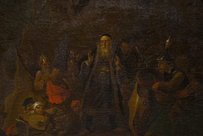 Flemish school, follower of David Teniers (1610-1690): The rich man being led to hell, oil on canvas, ca. 1700