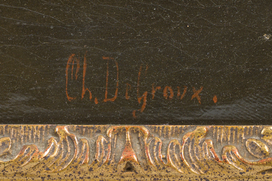 Charles de Groux (1825-1870): Int&eacute;rieur avec un pr&ecirc;tre et deux hommes, huile sur toile