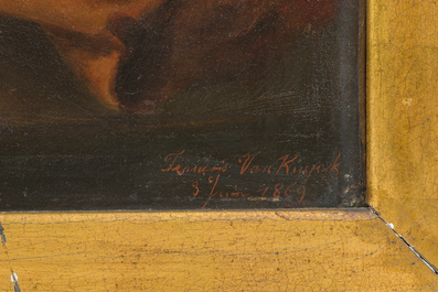 Frans van Kuyck (1852 - 1915): Nature morte dans l'atelier de l'artiste, huile sur toile, dat&eacute;e du 3 juin 1869