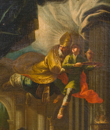 Austrian school: St. Nicholas of Bari rescuing Adeodatus, oil on canvas, 18th C.