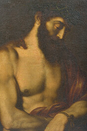 Spanish school, follower of Tiziano Vecellio (Titian, ca. 1488-1576): Ecce Homo, oil on canvas, 17th C.
