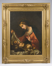 European school, follower of Carlo Dolci (1616-1686): Madonna and Child, oil on canvas, late 18th C.