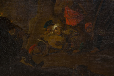 Flemish school, follower of David Teniers (1610-1690): The rich man being led to hell, oil on canvas, ca. 1700
