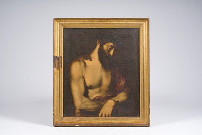 Spanish school, follower of Tiziano Vecellio (Titian, ca. 1488-1576): Ecce Homo, oil on canvas, 17th C.
