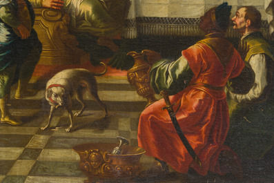 Austrian school: St. Nicholas of Bari rescuing Adeodatus, oil on canvas, 18th C.