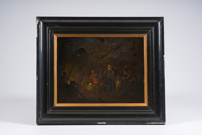 Flemish school, follower of David Teniers (1610-1690): The rich man being led to hell, oil on canvas, ca. 1700