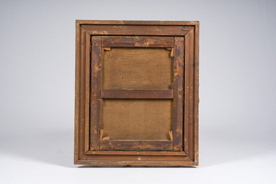 Charles de Groux (1825-1870): Int&eacute;rieur avec un pr&ecirc;tre et deux hommes, huile sur toile