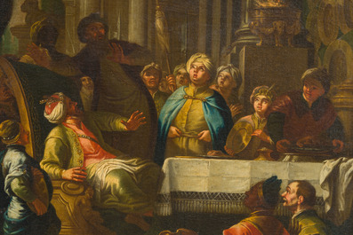 Austrian school: St. Nicholas of Bari rescuing Adeodatus, oil on canvas, 18th C.