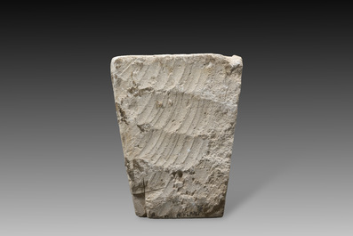 A large French architectural carved stone fragment with the head of Ceres, 19th C.