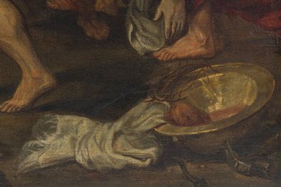 Flemish school, follower of Theodoor Rombouts (1597-1637): Christ's entombment, oil on canvas, ca. 1700