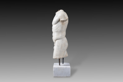 Italiaanse school: Torso van een jongeling naar de antieken, marmer, 20ste eeuw