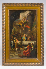 Austrian school: St. Nicholas of Bari rescuing Adeodatus, oil on canvas, 18th C.