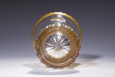 An Austrian cut and gilt beaker with a romantic 'Reconciliant' scene, 19th C.