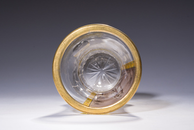 An Austrian cut and gilt beaker with a romantic 'Reconciliant' scene, 19th C.