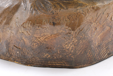 Luca Madrassi (1848-1919): M&egrave;re et enfant, terre cuite &agrave; d&eacute;cor polychrome