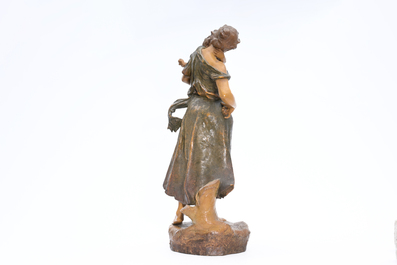 Luca Madrassi (1848-1919): M&egrave;re et enfant, terre cuite &agrave; d&eacute;cor polychrome