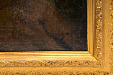 Eug&egrave;ne Fran&ccedil;ois De Block (1812-1893 ou &agrave; la mani&egrave;re de): Portrait de profil d'homme, huile sur toile maroufl&eacute;e sur panneau