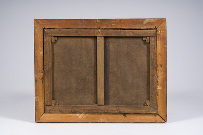 European school: Interior with a meeting of scholars, oil on canvas, 19th C.