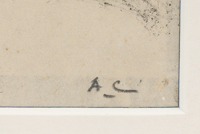 Monogrammed A.C. (Am&eacute;d&eacute;e Cortier, 1921-1976): Dune view, mixed media on paper