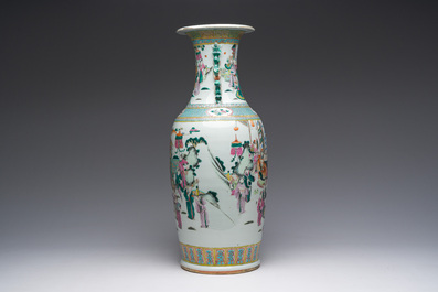A Chinese famille rose vase with palace scenes, 19th C.