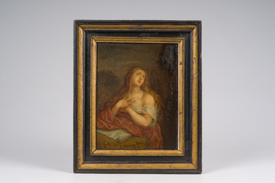 French school: Mary Magdalene in ecstasy, oil on panel, 18th C.
