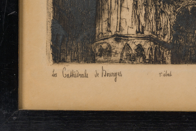 Jules De Bruycker (1870-1945): 'La Cath&eacute;drale de Bourges', etching, 1st state, dated 1929
