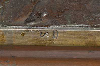 Emile Pinedo (1840-1916): 'Arabe en marche' (Arab on the march), brown patinated bronze