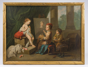 French school, follower of Charles-Andr&eacute; (Carle) Van Loo (1705-1765): Allegory of painting, oil on canvas, late 18th C.