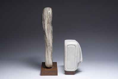 Arlette Hutsebaut (20ste/21ste eeuw): Twee abstracte composities, marmer