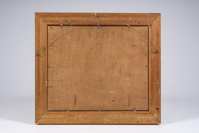 Charles Verbrugghe (1877-1974): Interieur met dame, olie op board