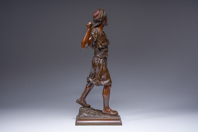 Emile Pinedo (1840-1916): 'Arabe en marche' (Arab on the march), brown patinated bronze