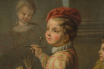 French school, follower of Charles-Andr&eacute; (Carle) Van Loo (1705-1765): Allegory of painting, oil on canvas, late 18th C.