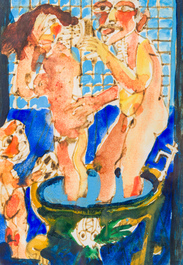 Koen Scherpereel (1961-1997): Acht diverse werken, aquarel op papier, gedateerd (19)94