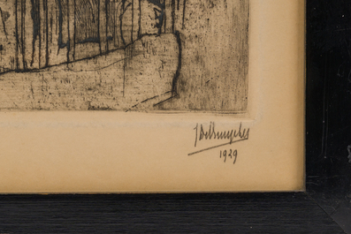 Jules De Bruycker (1870-1945): 'La Cath&eacute;drale de Bourges', etching, 1st state, dated 1929