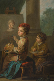 French school, follower of Charles-Andr&eacute; (Carle) Van Loo (1705-1765): Allegory of painting, oil on canvas, late 18th C.