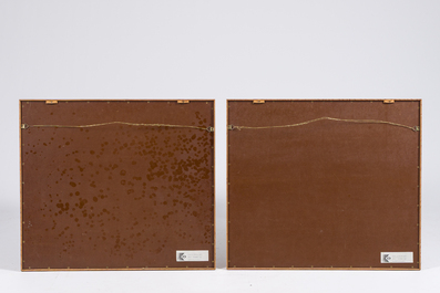 Joseph Geirnaert (1790-1859): Deux int&eacute;rieurs et un discours public, huile sur toile, dat&eacute;s 1830/1831, avec quatre lithographies ajout&eacute;es