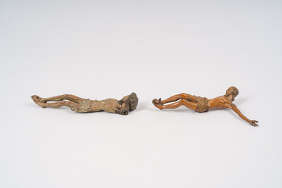 Two Flemish boxwooden and polychrome wooden Corpi Christi, 16th/17th C.