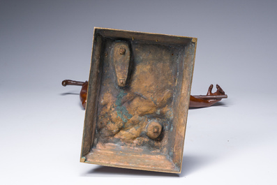 Emile Pinedo (1840-1916): 'Arabe en marche' (Arab on the march), brown patinated bronze