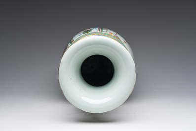 A Chinese famille rose vase with palace scenes, 19th C.