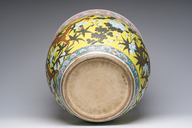 A Chinese famille rose Dayazhai style fish bowl with dragons among blossoming branches, 19th C.